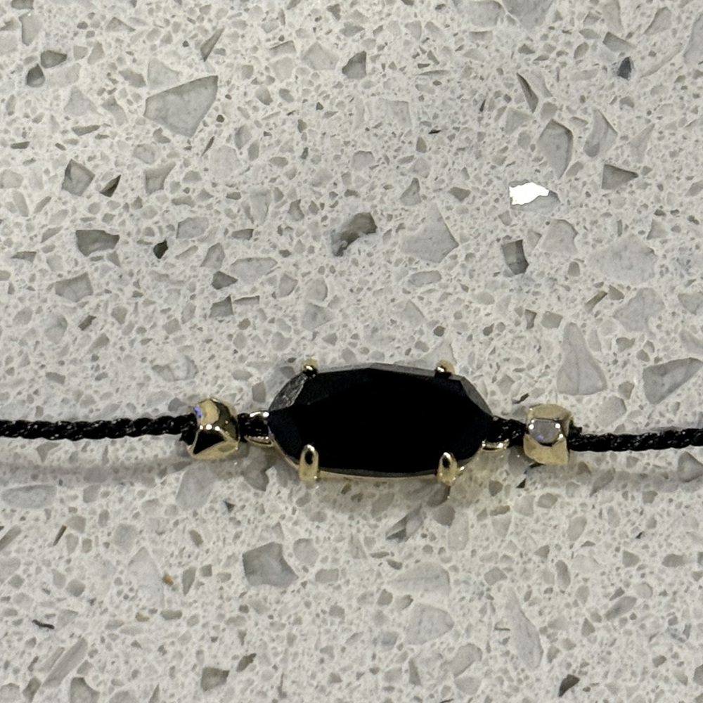NWT Kendra Scott Everlyne Friendship Bracelet in Gold and Black Obsidian - Picture 4 of 6